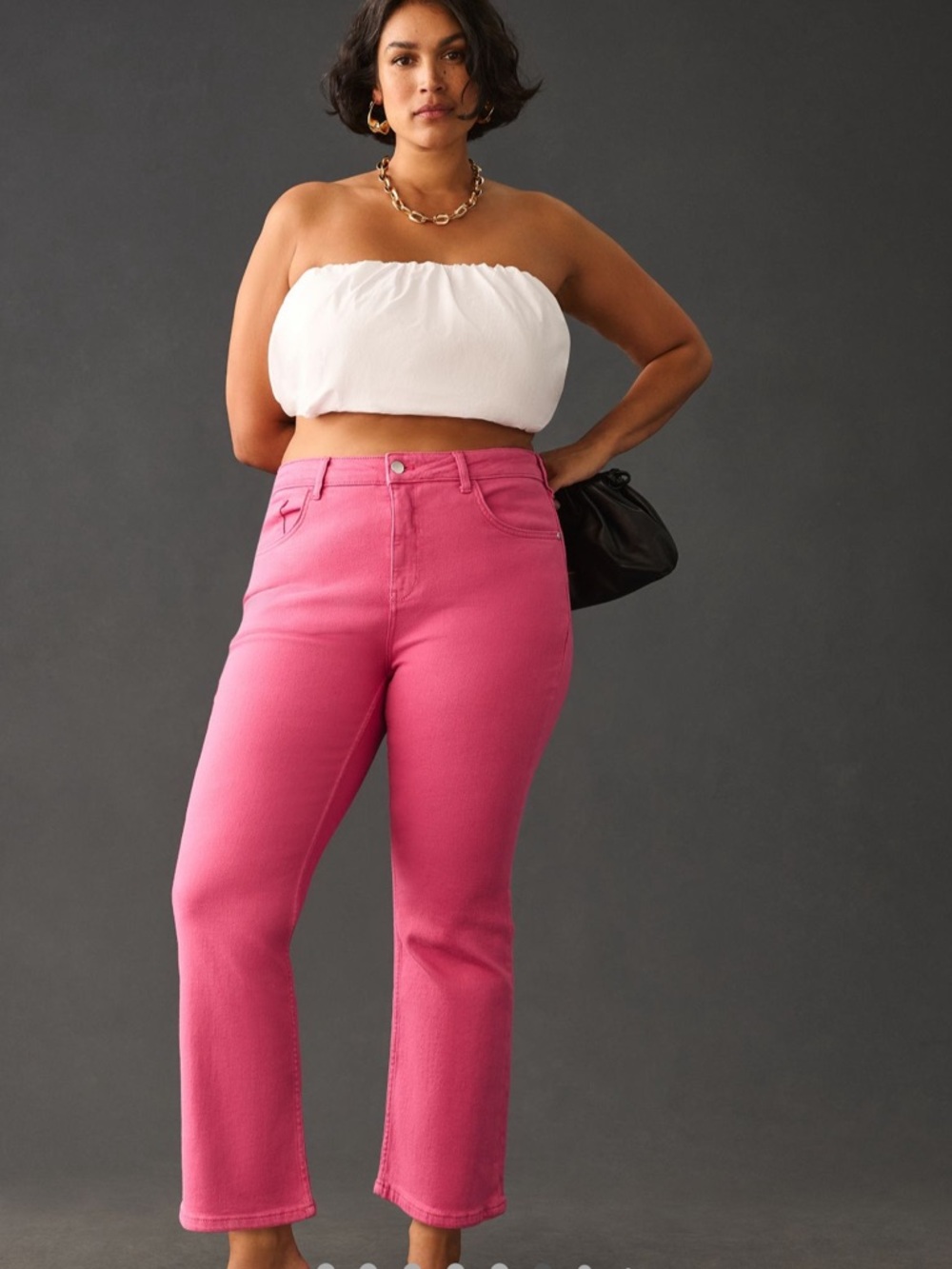 Pilcro by Anthro Yaya cropped flare jeans in bright pink, size 26W